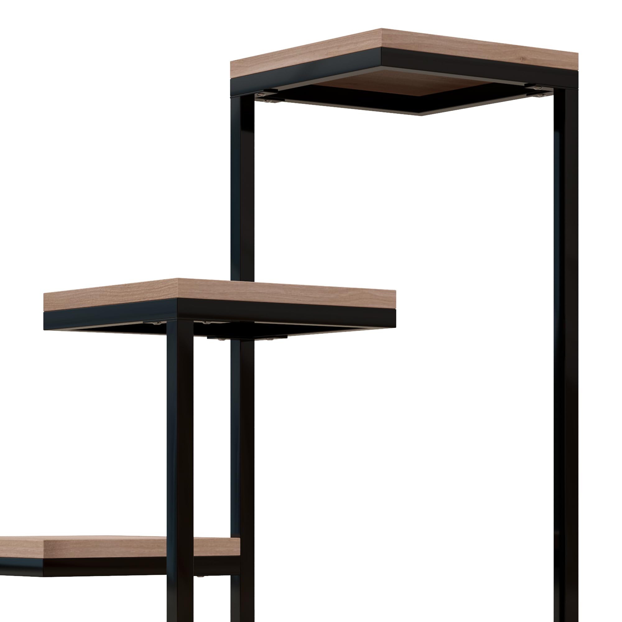 Outsunny Étagère à plantes, étagère à fleurs en bois et métal, 4 niveaux de différentes hauteurs, style industriel, 40 x 40 x 75,5 cm, noir et marron