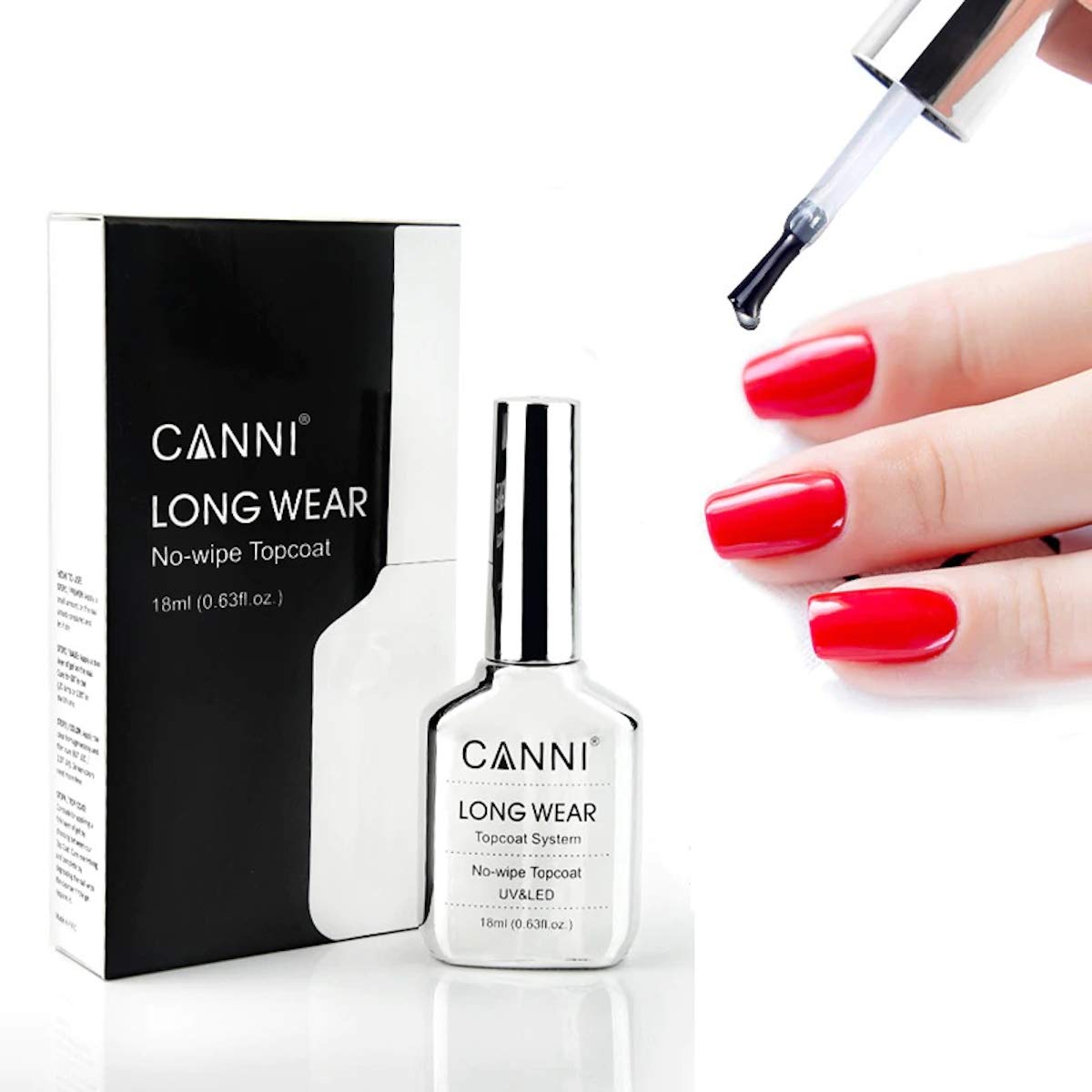 CANNI Brand Full Nail Art UV LED Gel System Long Wear No-Wipe Top Coat UV Gel 18ml (Long Wear No-Whipe Topcoat)-image-20