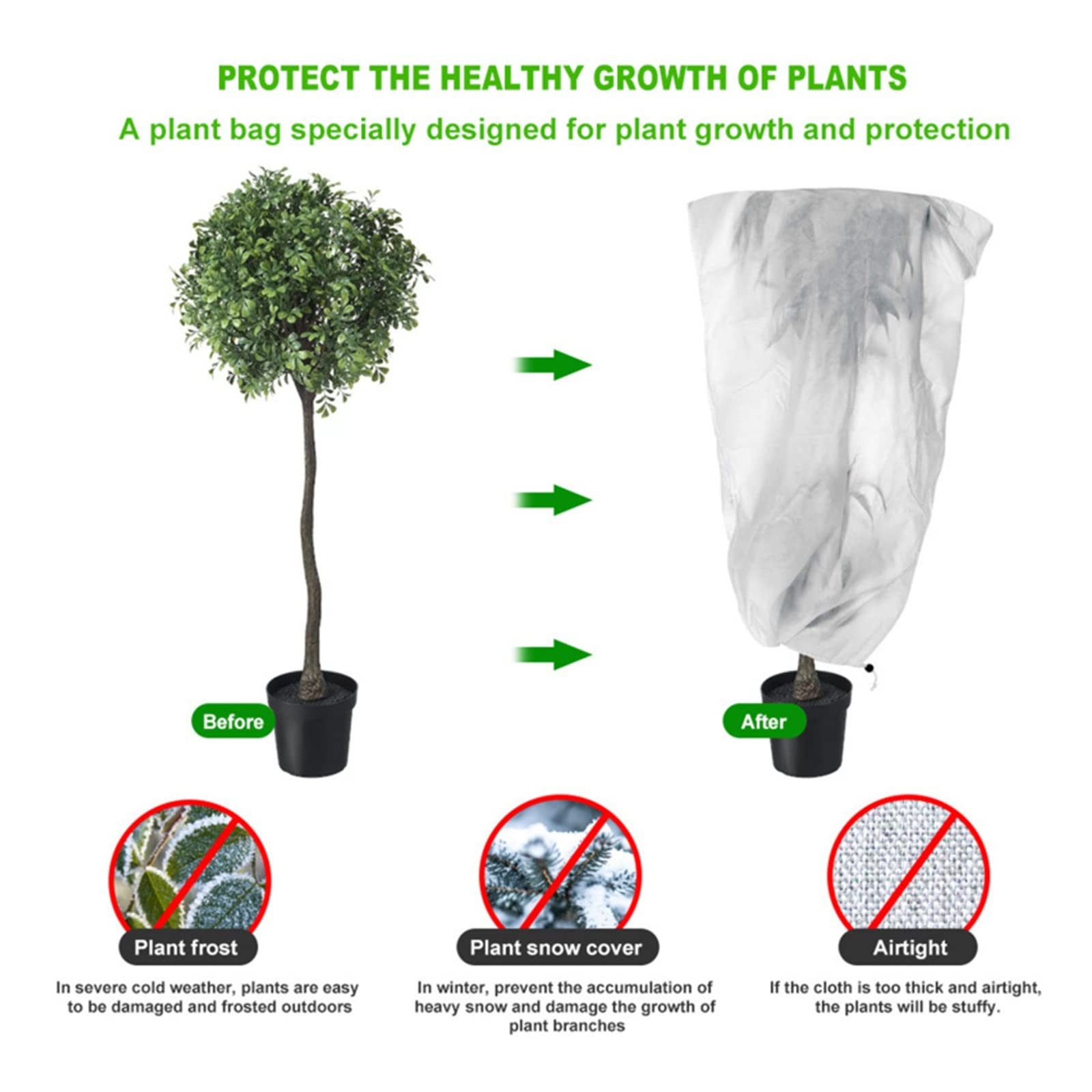 Copertura vegetale Coperture for piante con coulisse invernale Borse for coperture protettive for piante calde Coperta in tessuto antigelo Protezione for alberi da frutto Copertura in vaso for piante