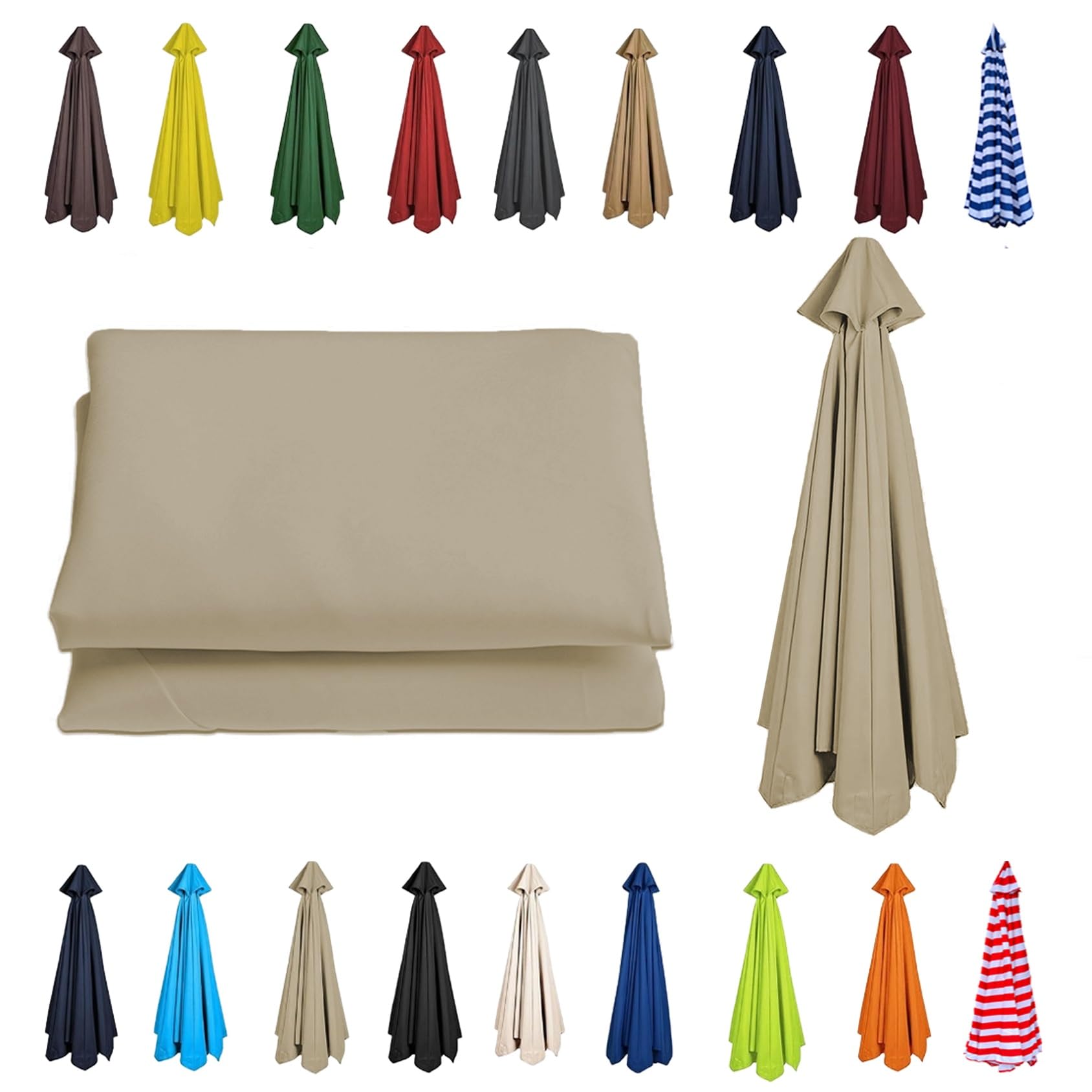 CMJYMX 6/8 Arms Patio Replacement Parasol Canopy | Sun Umbrella Replacement Cloth 230cm/270cm/300cm | Waterproof Umbrella Replacement Top Shade Fabric Cover(Top color,8 RIBS: 350CM/11.5FT) — image 1