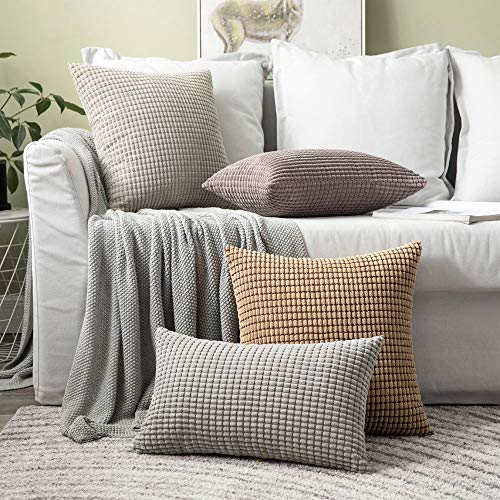 image for MIULEE Pack of 2 Pillow Covers 20 x 20 Inch Brown Super Soft Corduroy 