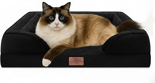 Miniatura 23 de Comfort Expression - Cama ortopédica perros pequeños, 20 x 14 pulgadas, impermeable, espuma soporte cartón de huevo, cojines extraíbles, sofá con