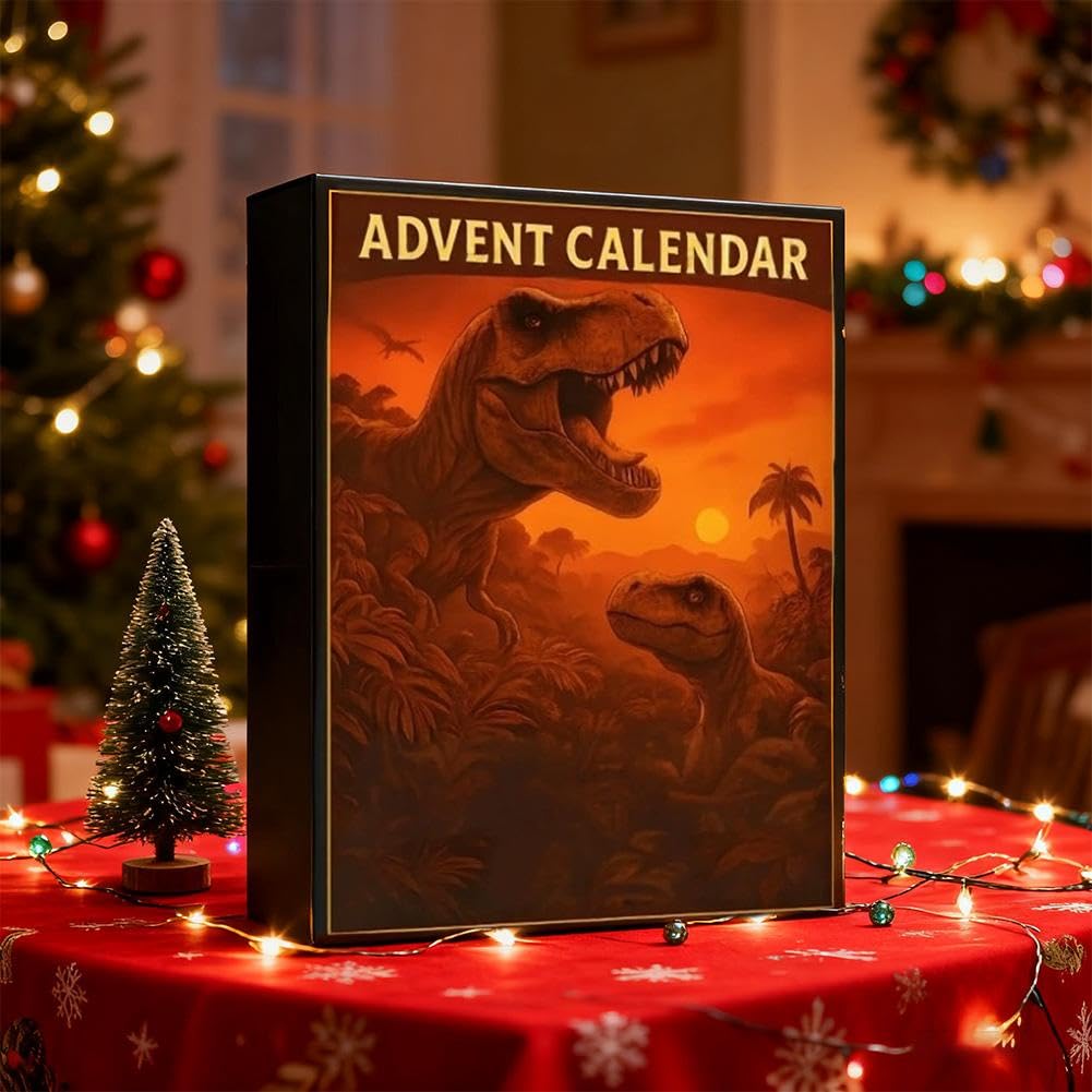 Calendario dell'avvento del parco dei dinosauri, calendario 2025 con dinosauri per il conto alla rovescia di Natale, con 24 figure a sorpresa, per Halloween e vacanze di Natale