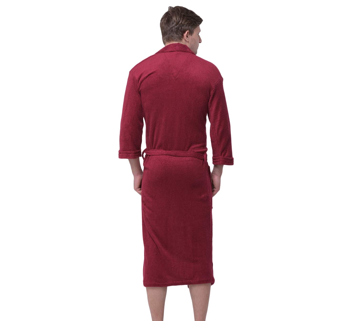 Comfortlooms Men's Bath Robe | Full Sleeve Cotton Comfortable and Durable Bathrobe - Suitable for Birthday/Anniversary/Diwali/Couple/wedding Gift | Maroon 2