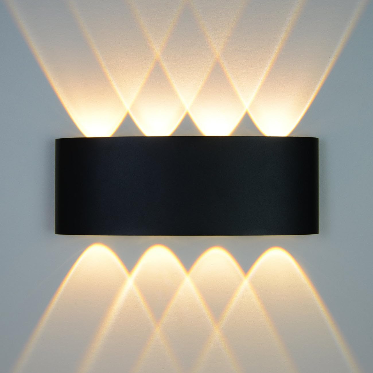 G.W.S® 8W Black Modern LED Sconce IP54 Indoor/Outdoor Up and Down Wall Light Warm White 3000K (WL-T8-B-WW)