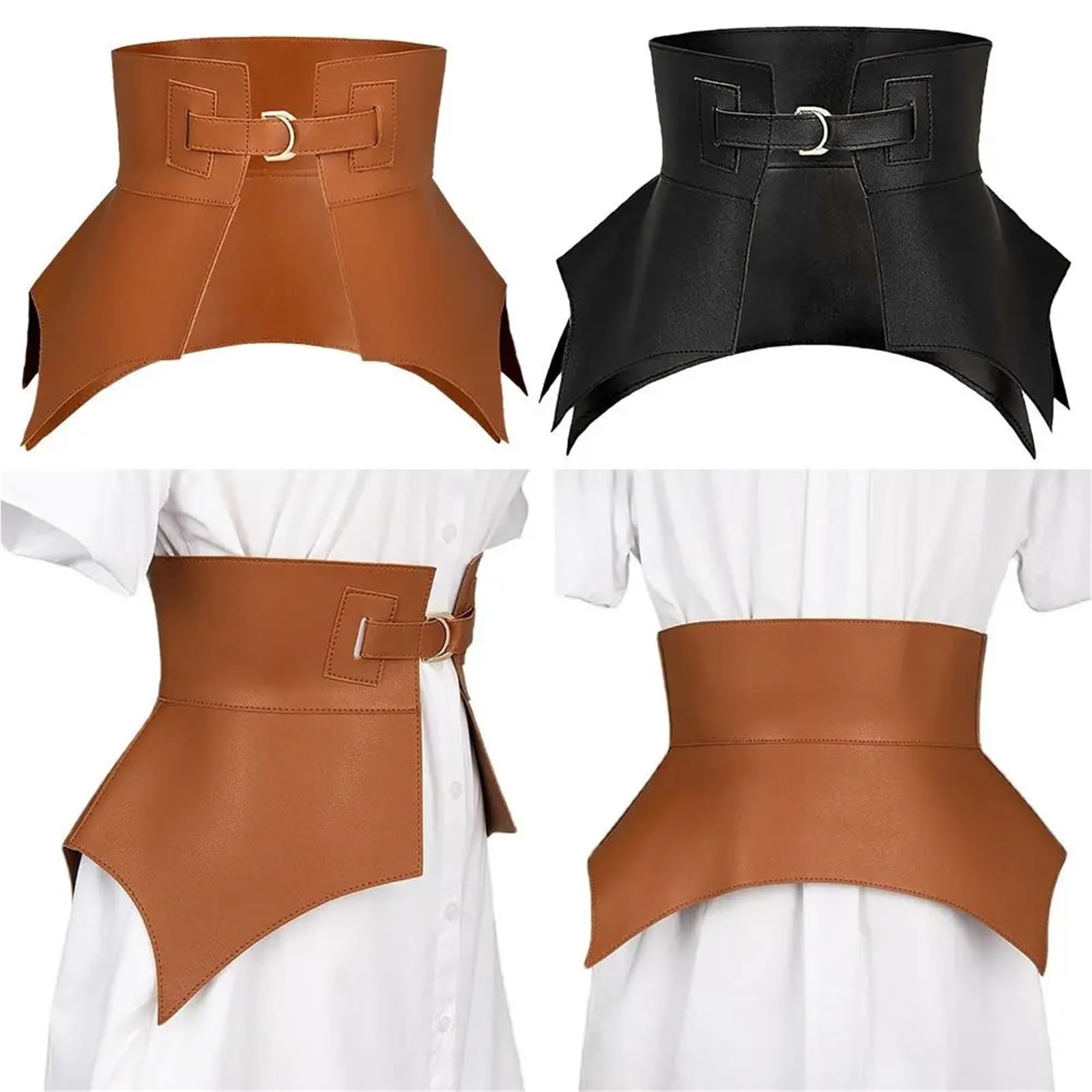 Cinturón ancho y largo de piel sintética irregular for mujer, estilo corsé for otoño e invierno para Jeans Pantalones Vestidos