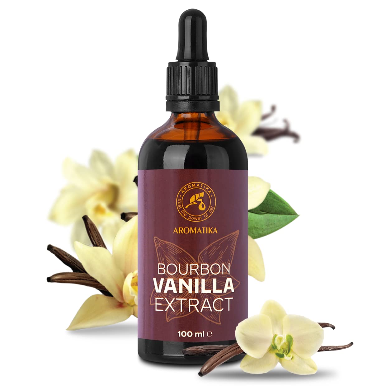 Estratto Vaniglia Bourbon 100ml - Flacone in Vetro Scuro con Contagocce - Essenza di Vaniglia per Cucinare e Cuocere - Vegano - Senza Glutine - Bourbon Vanilla per Pasticceria e Dolci