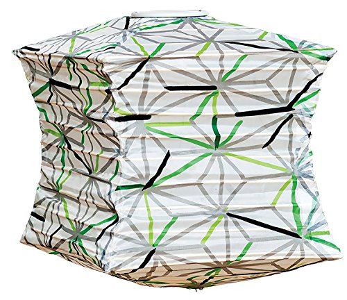 Allsop Home and Garden Soji Geo Star Square, LED Outdoor Solar Lantern, Handmade with Weather-Resistant UV Rated Fabric, Stainless Steel Hardware, Chinese Style Light, 1-Count