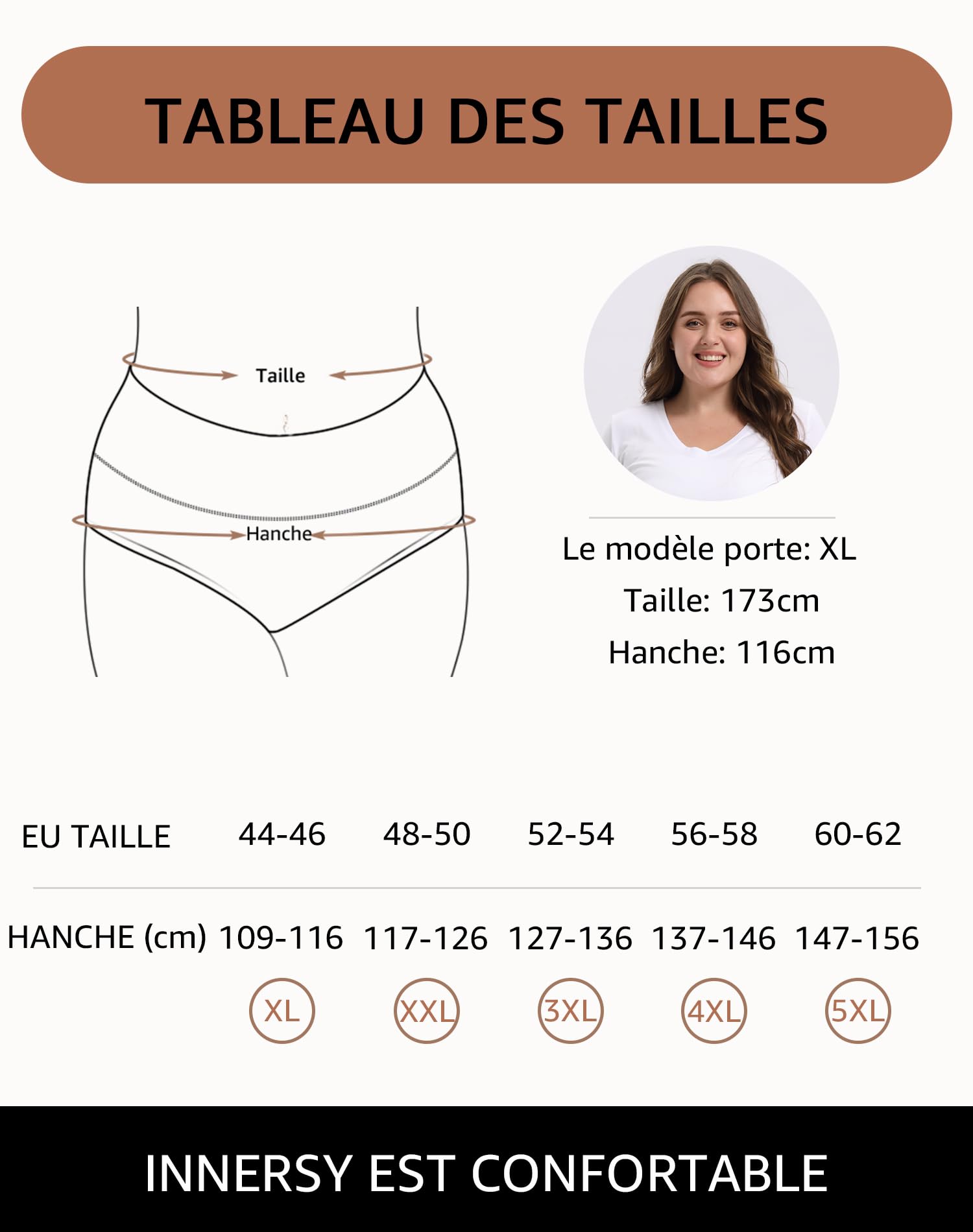 INNERSY Shorty Femme Coton Stretch Culotte Grande Taille Confortable Slip Taille Haute Lot de 4
