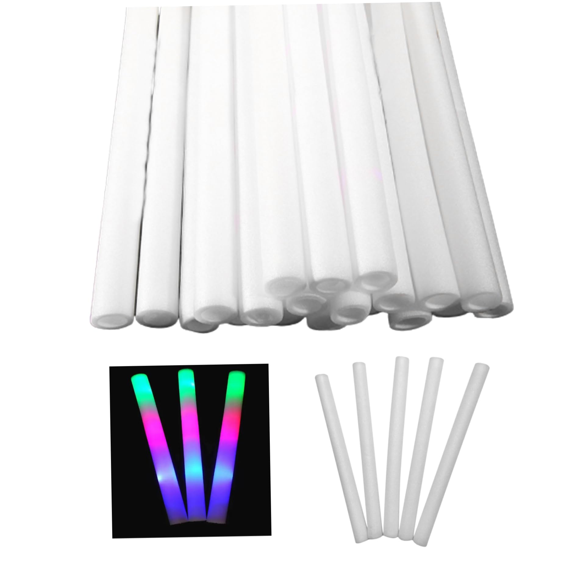 Sticks 20PCS, LED colorido de 18, 9 pulgadas, para fiestas y eventos media motocicleta h | Espuma acolchada espesa, brillo multicolor brillante, ideal para bodas y raves