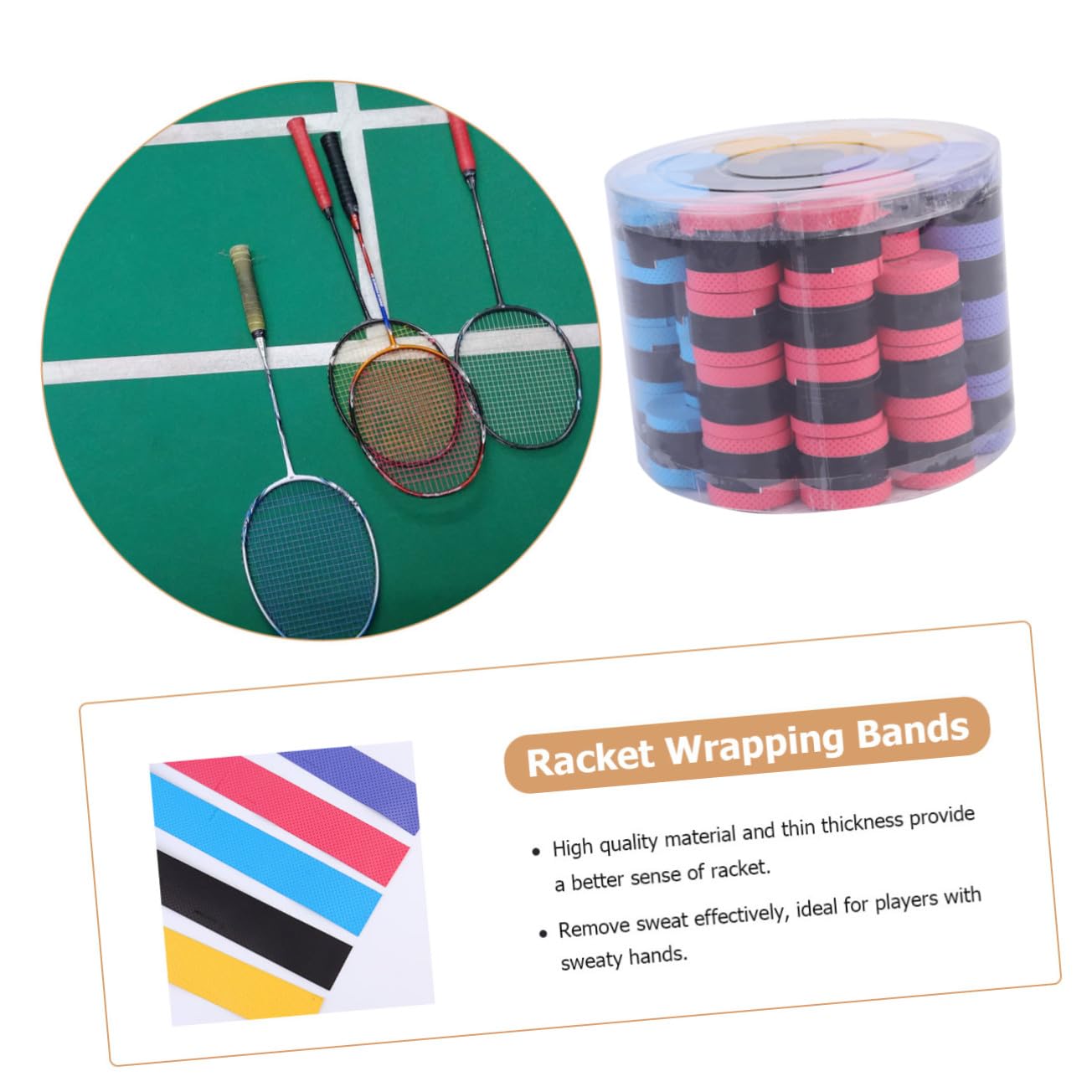 TOYANDONA 60stücke Schweißabsorbierendes Band Schläger Griffband Racket Overgrip Wickelband