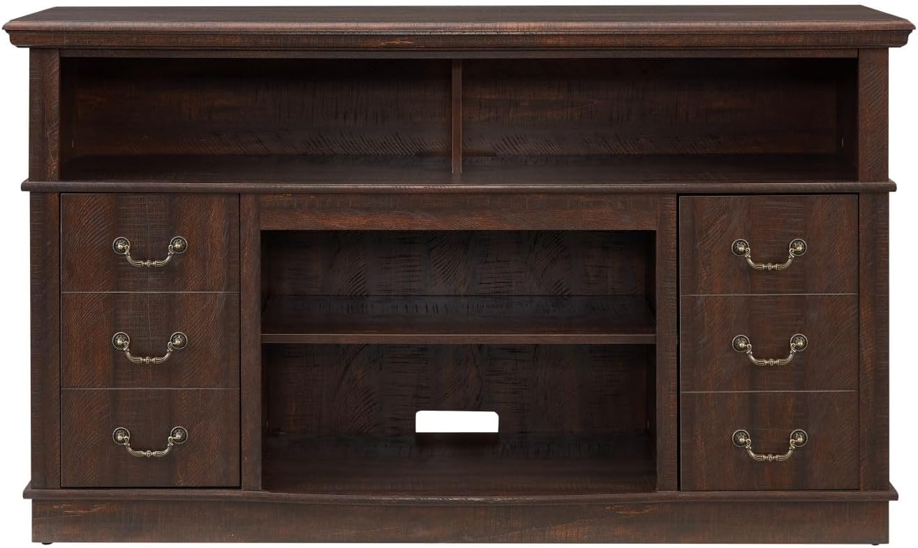 Meihua Farmhouse TV Stand for Televisions up to 65 Inch with 2 Doors and Storage Cabinets, Entertainment Center Console Table, Media Furniture for Living Room. (Brown)