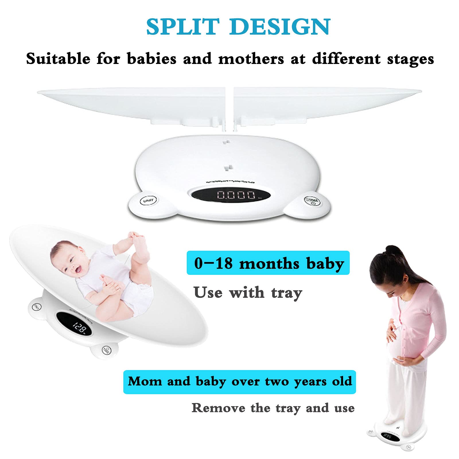 BáScula para Mascotas,BáScula Bebe,BáScula para BebéS con FuncióN De RetencióN Pantalla LCD con Pilas(MáX:120Kg) Blanco.