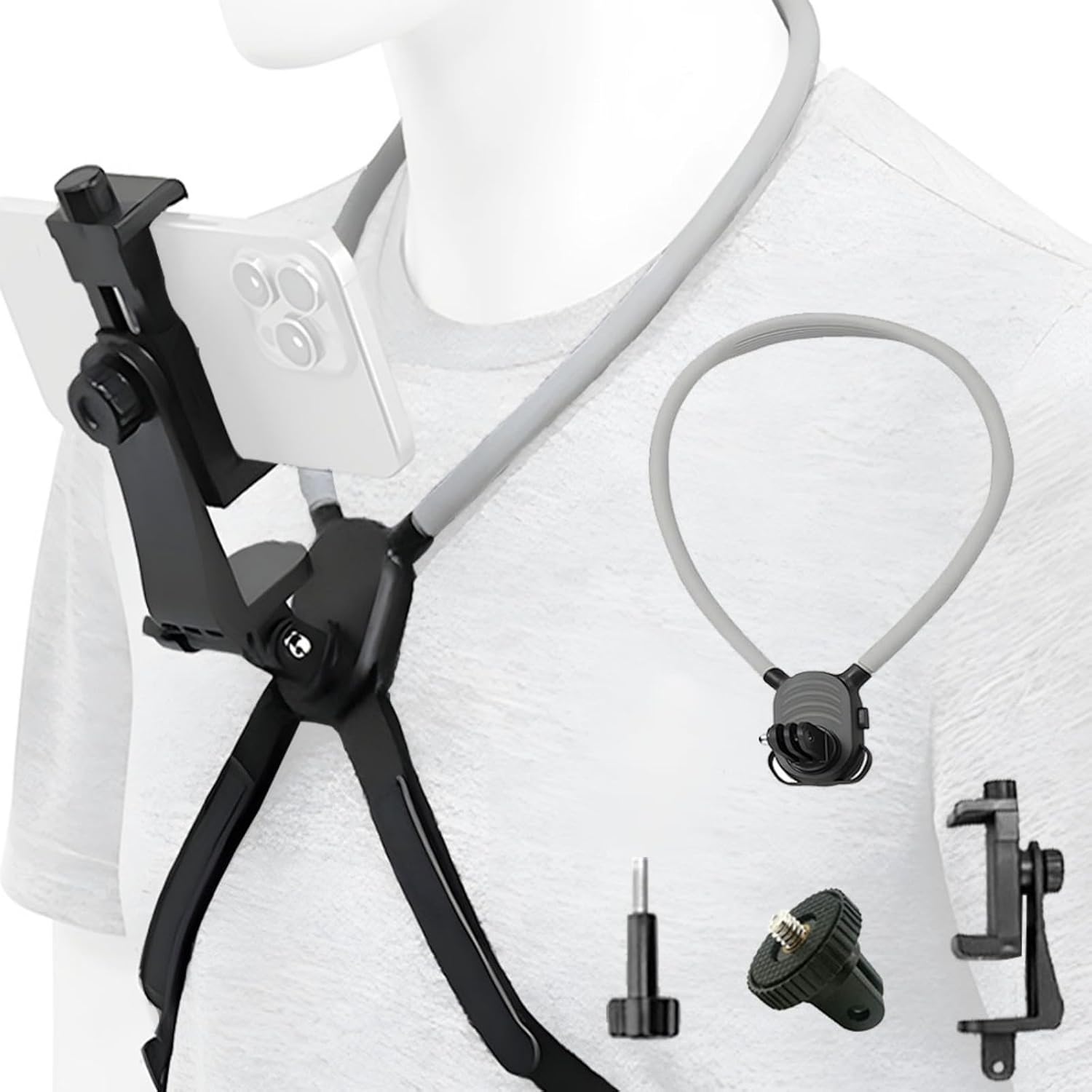 Action Camera Neck Chest Mount, Quick Release Adjustable Hands-Free POV Vlog Lanyard Holder for DJI OSMO Action 6/5 Pro, Hero 13 to 9, Insta360, Mobile Phones