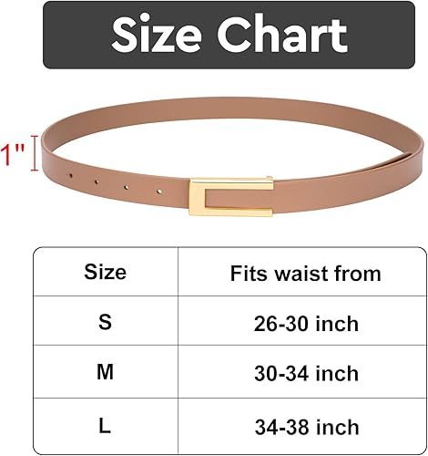 Miniatura 7 de Cinturón de cuero para mujer, cinturón de cintura delgada para vestidos, pantalones vaqueros, con hebilla dorada