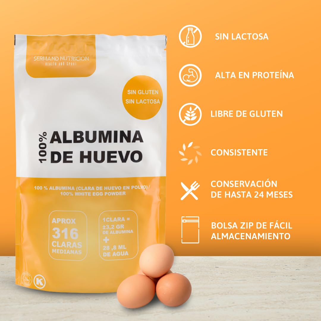 Blanc d'Œuf Écologique en Poudre (1 kg) | Blancs d'Œufs Écologiques en Poudre | Albumine d'Œuf | Sans Additifs | Produits Sans Lactose | Présentation en Sachet Zip