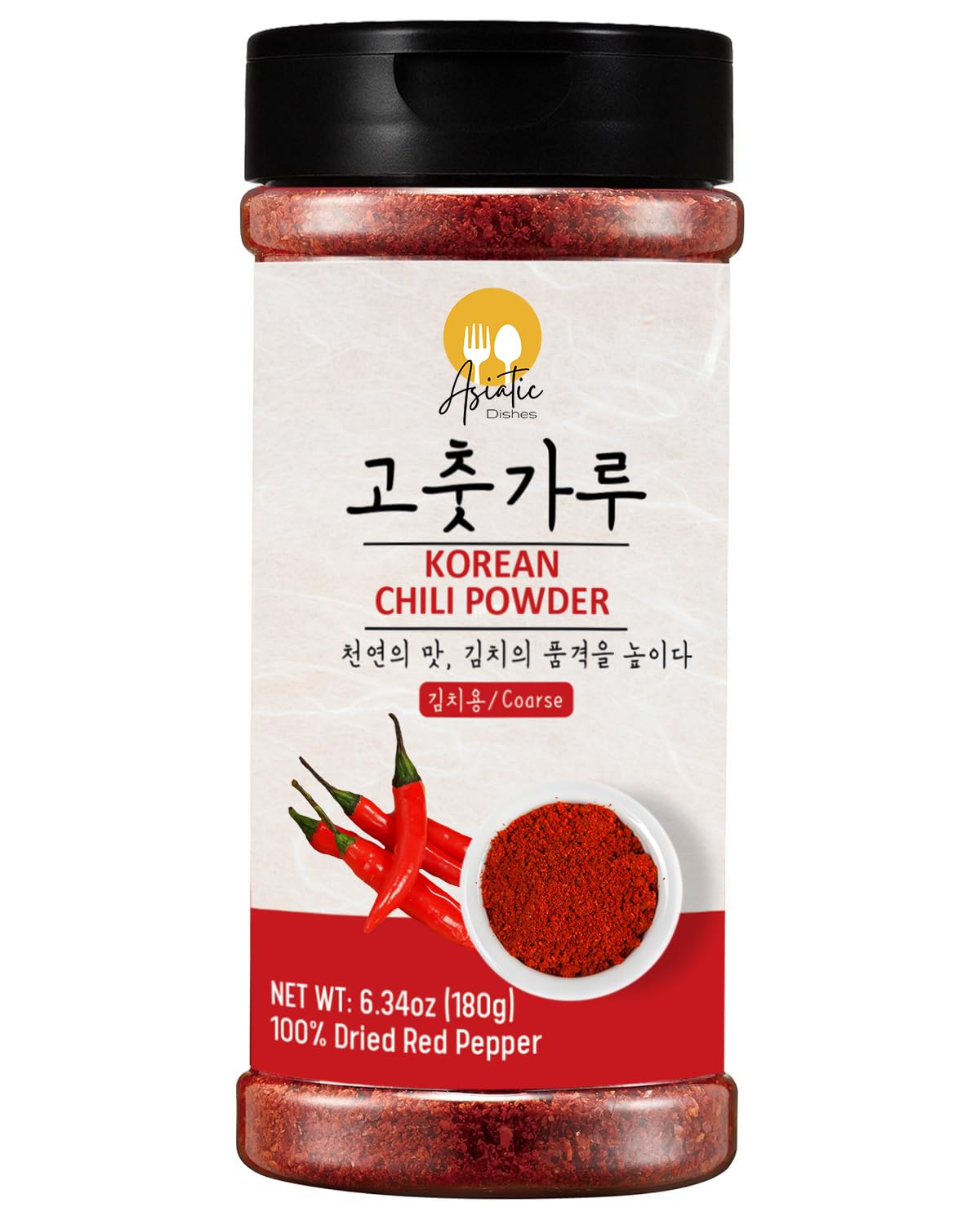 Asiatic Dishes Gochugaru Korean Red Pepper Flakes – 6.34oz Bottle of Sun-Dried Chili Powder for Kimchi, Soups, Stews, and Versatile Cooking