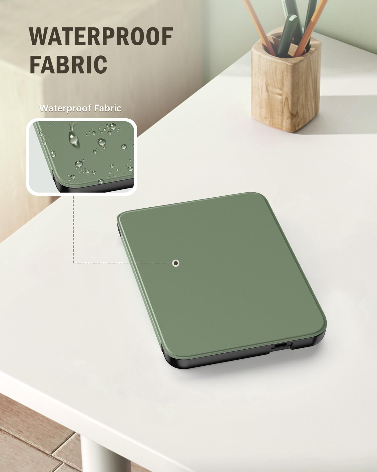 MoKo Custodia per Tolino Shine Color Shine 5 2024 Shine 4 2022 Kobo Clara BW Colour 2E 6" Cover Folio Auto Wake Sleep Celadon