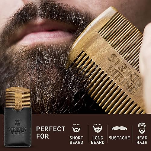 Sandalwood Beard Comb and Case, Pocket Sized Wooden Beard & Mustache Comb with Fine & Coarse Teeth - Image 2