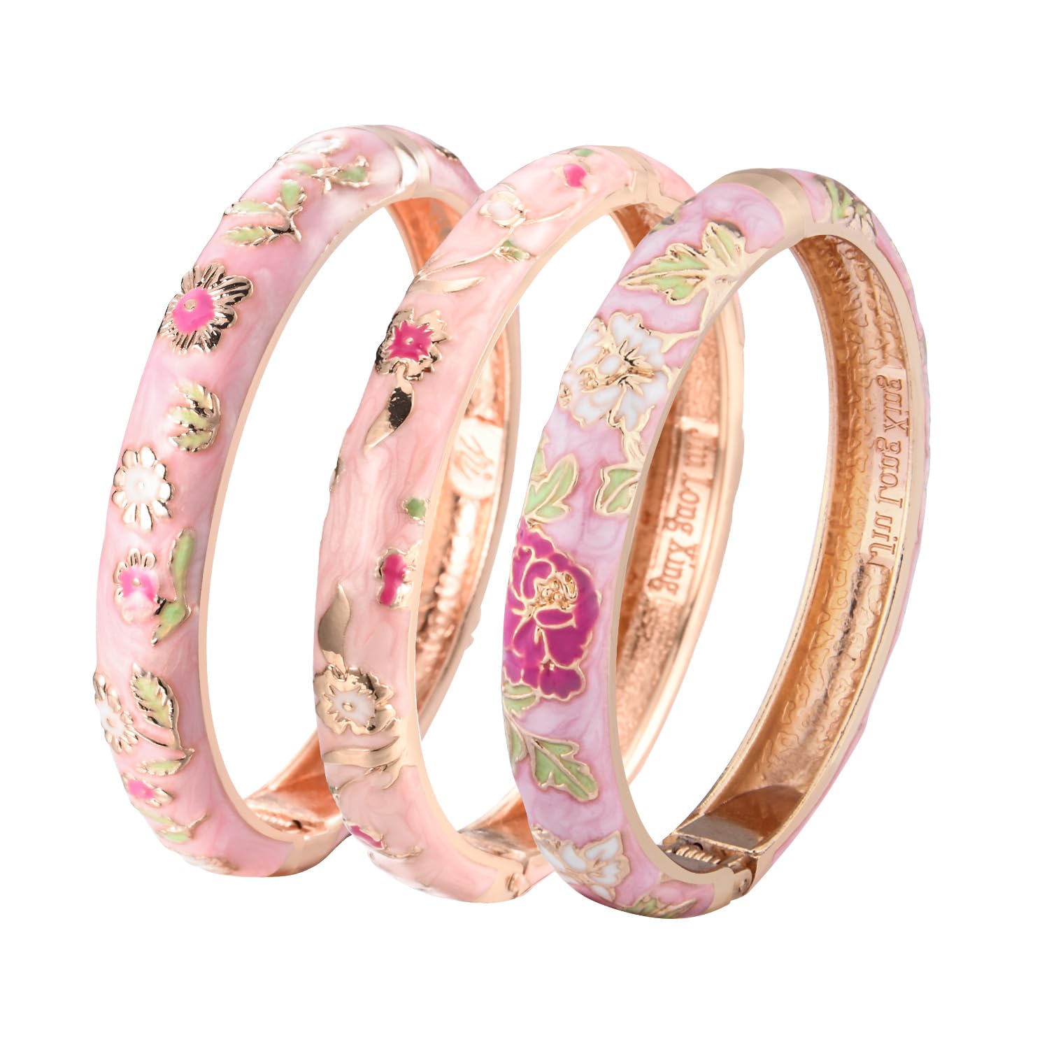 UJOY Womens Multi-Colors Cloisonne Bracelet Gold Plated Flower Hollowed Enameled Hinged Cuff Bangles Jewelry Gift 88A10