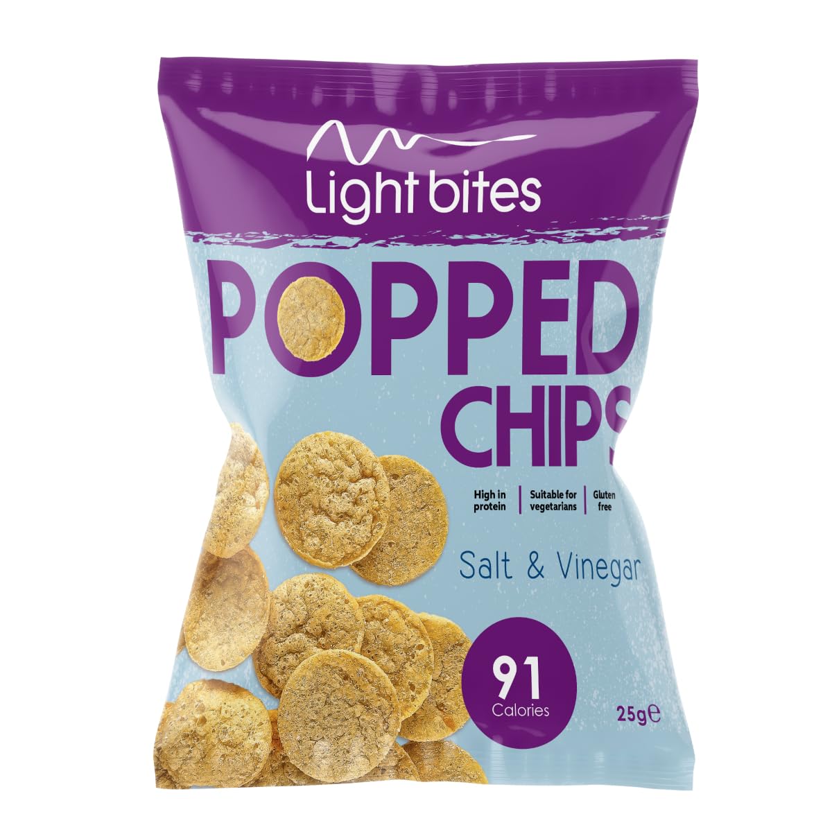 LighterLife Light Bites Popped Chips, High Protein Crisps Salt & Vinegar Multipack 28 x 25g, 91 Calories & 11.2g Protein, Low-Calorie, Low Carb Healthy Snacks for Weight Loss and Weight Management