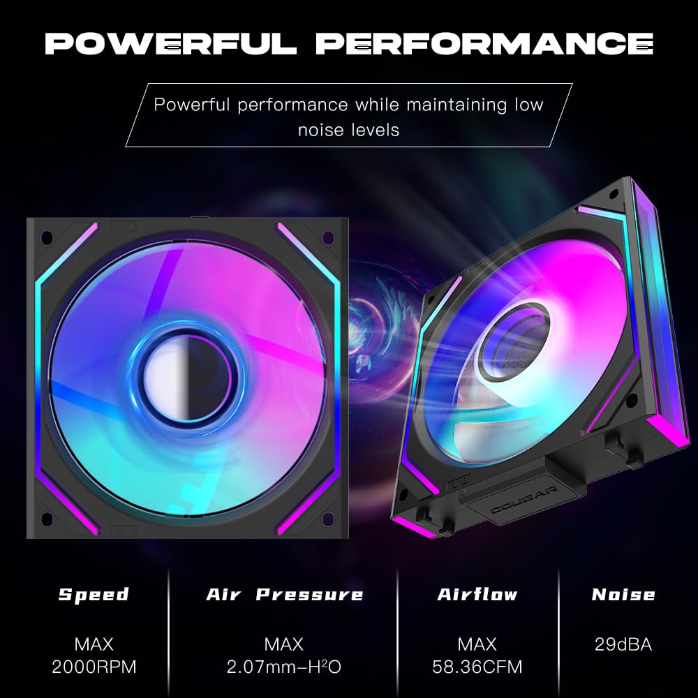 PC Fan JM-V2 120 Infinity Mirror Module Daisy-Chain ARGB PWM Case Fans 120mm Reverse Fan Triple Pack Suitable for Computer Case & CPU Cooling