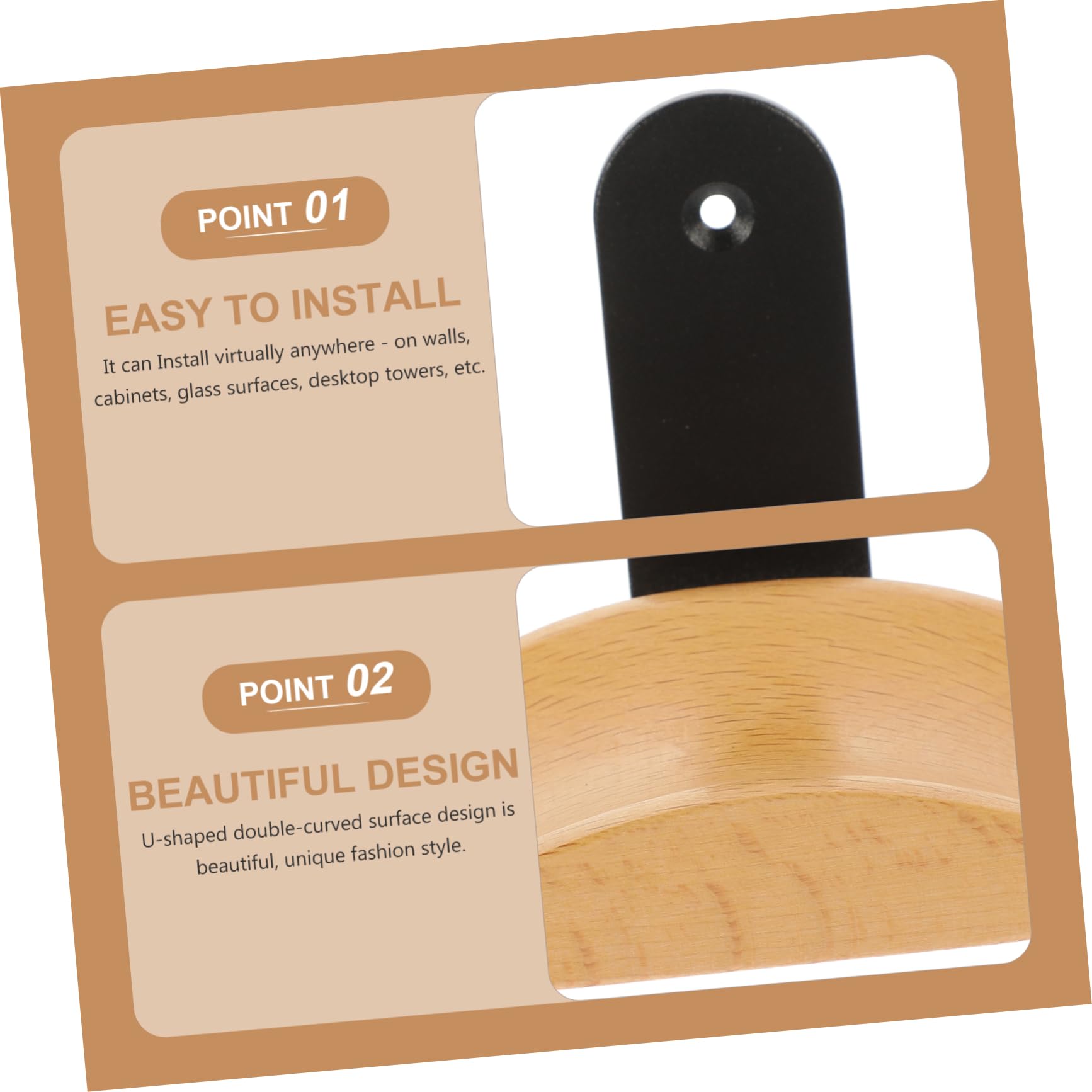 Soporte de Madera Gancho en Forma de U para Auriculares para Colgar Cables y Organizar Auriculares Diseño Único y Elegante en Paredes y Oficina