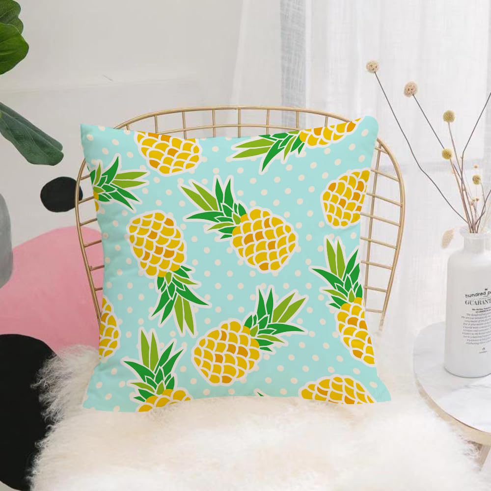 HYMSXW Cushion Cover,Throw Pillow Case Home Decorative for Living Room Bedroom Sofa Chair 20X20 Inch,Exotic fruits on a blue background. Seamless background with pines on a blue ba,Pillowcase 50X50cm