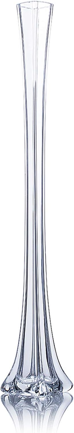 WGV Eiffel Tower Vase, Open 1.5", Height 24", (Multiple Sizes Choices) Clear Glass Floral Container with Sturdy Base, Flower Centerpiece for Wedding Event Home Decor, Arts Crafts, 1 Piece