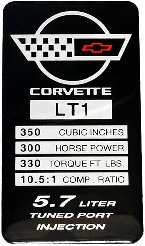 Miniatura 3 de 1 pieza C4 Corvette 1992 LT1 Sopa Motor ID Spec Metal Data Plate Consoler Emblema 3D Placa de identificación de repuesto para Corvette