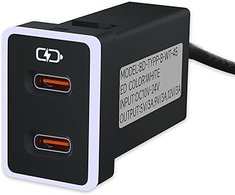 Car Charger for Toyota USB C Dual Port Charger PD 3.0 Type C Fast Charging with LED Light Show,Compatible with Smart Phone,Tablet,and More (White 1.3x0.9inch