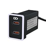 Car Charger for Toyota USB C Dual Port Charger PD 3.0 Type C Fast Charging with LED Light Show,Compatible with Smart Phone,Tablet,and More (White 1.3x0.9inch