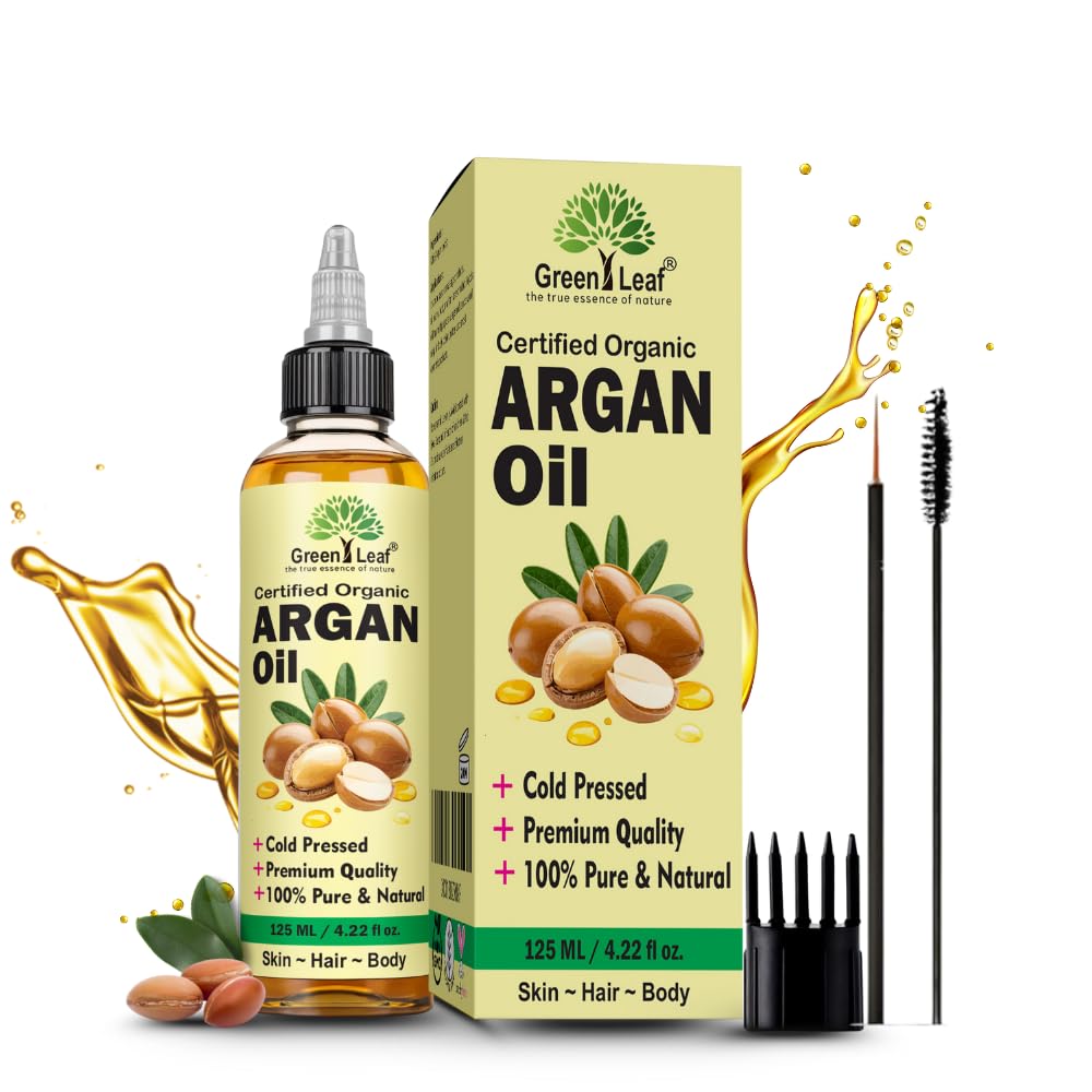 Organic Argan Oil, 100% Pure & Natural Cold Pressed Moroccan Argan Oil for Hair, Skin, Face, Nails & Scalp – Lightweight, Fast Absorbing Oil | 125 ML