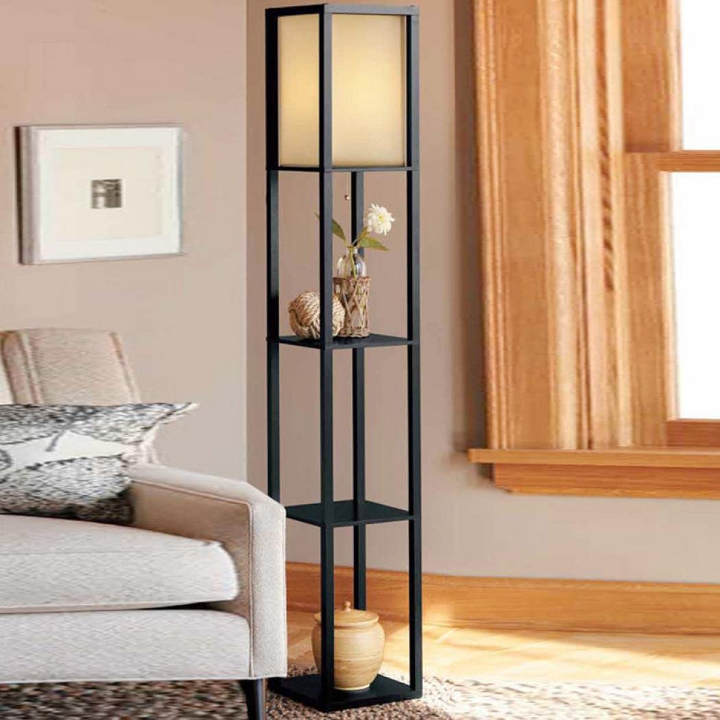 木製フロアスタンドランプ ロープ装飾付き