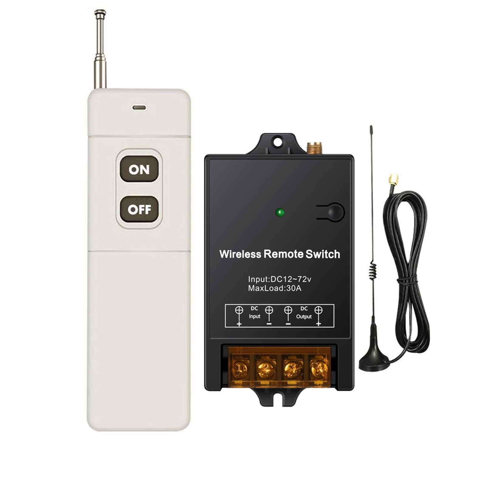dstfuy Wireless Remote Switch 12V,Controller with Feedback Function,1500M Long Distance,DC 12V/24V/48V/72V /40A Relay RF Switch for Water Pump,Motor,