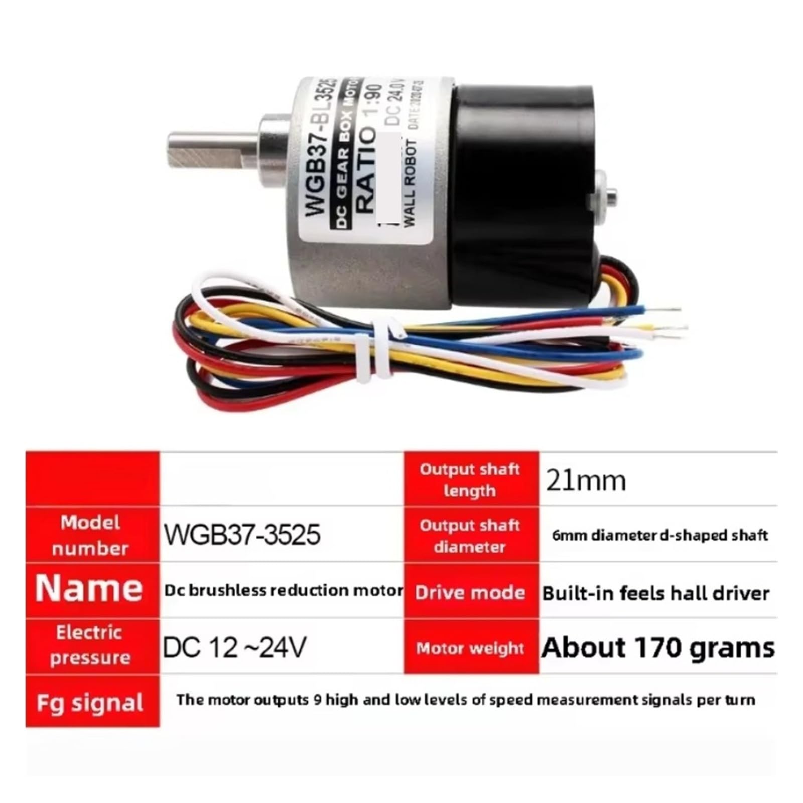 GB37 Micro DC BLDC3525 bezszczotkowy silnik zwalniający regulacja prędkości silnik duży moment obrotowy może odwrócić 12v24V (1 do 18, MOTOR X BRACKET_DC24V)