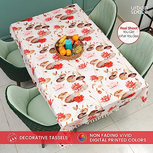Image of Urban Space Sicilia Table Linen Collection - Premium Water & Stain Resistant Dining Table Cover for 6 Seater, Anti Skid Table Cloth for Center Table, 1 Piece (Lotus, 6 Seater 52 inch x 92 inch)