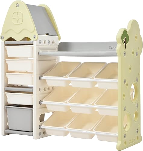 Miniatura 6 de Vlastar Organizador de almacenamiento de juguetes para niños con 14 contenedores, organizador multifuncional para guardería, juego de muebles para