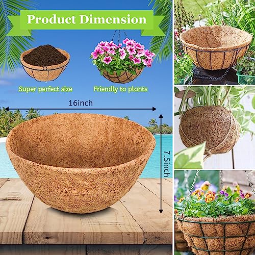 image for Riare 4 Pack 16 Inch Round Coco Liners Replacement, 100% Natural Cocon
