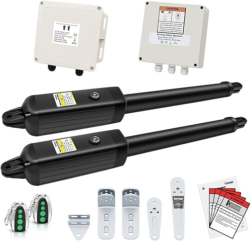 TOPENS PW302 - Abridor de puerta oscilante doble, motor de puerta automático ligero para puertas batientes dobles de hasta 12 pies por brazo,