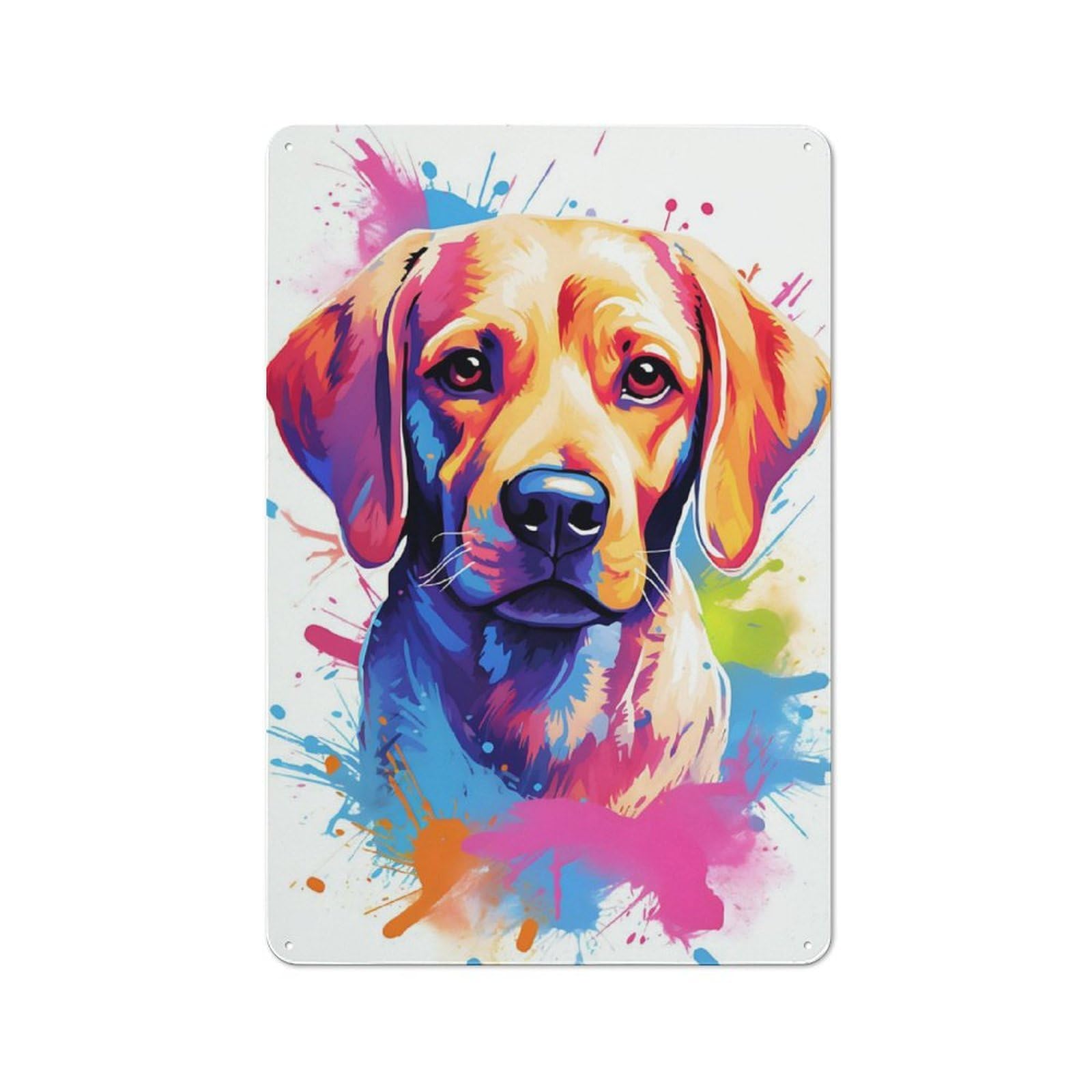 Junmoney Cute Watercolor Labrador Retro Tin Sign 30X20cm For Garden Room Or Summerhouse, A Housewarming Gift For Garden Room Decor Fans