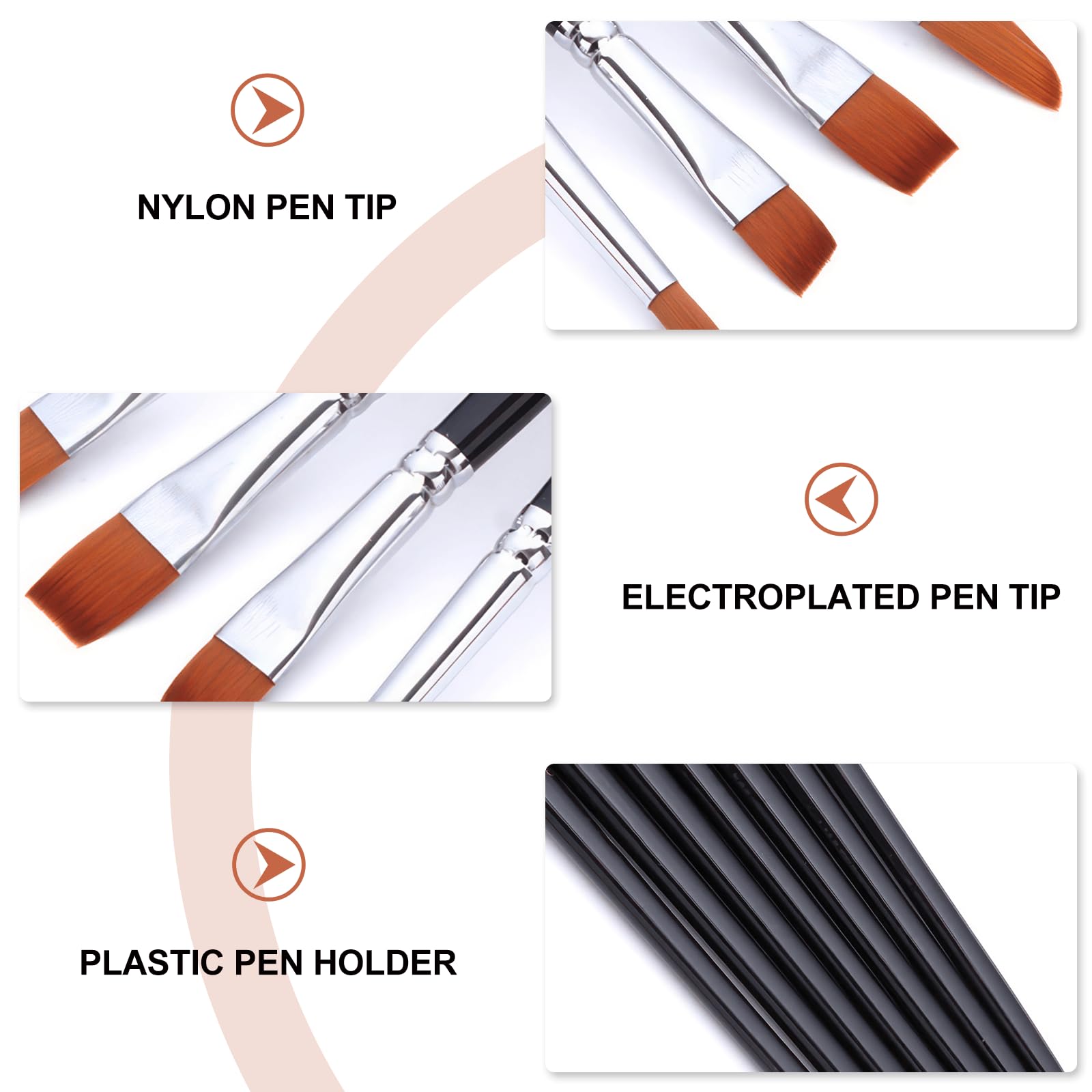 Lot de 12 pinceaux pour peinture acrylique, tailles assorties