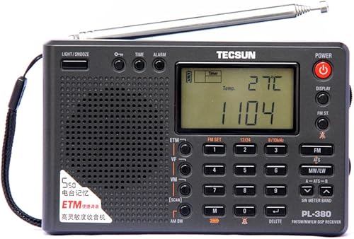 Tecsun Radio PL-380 DSP FM AM Receptor estéreo de banda mundial con tamaño de bolsillo