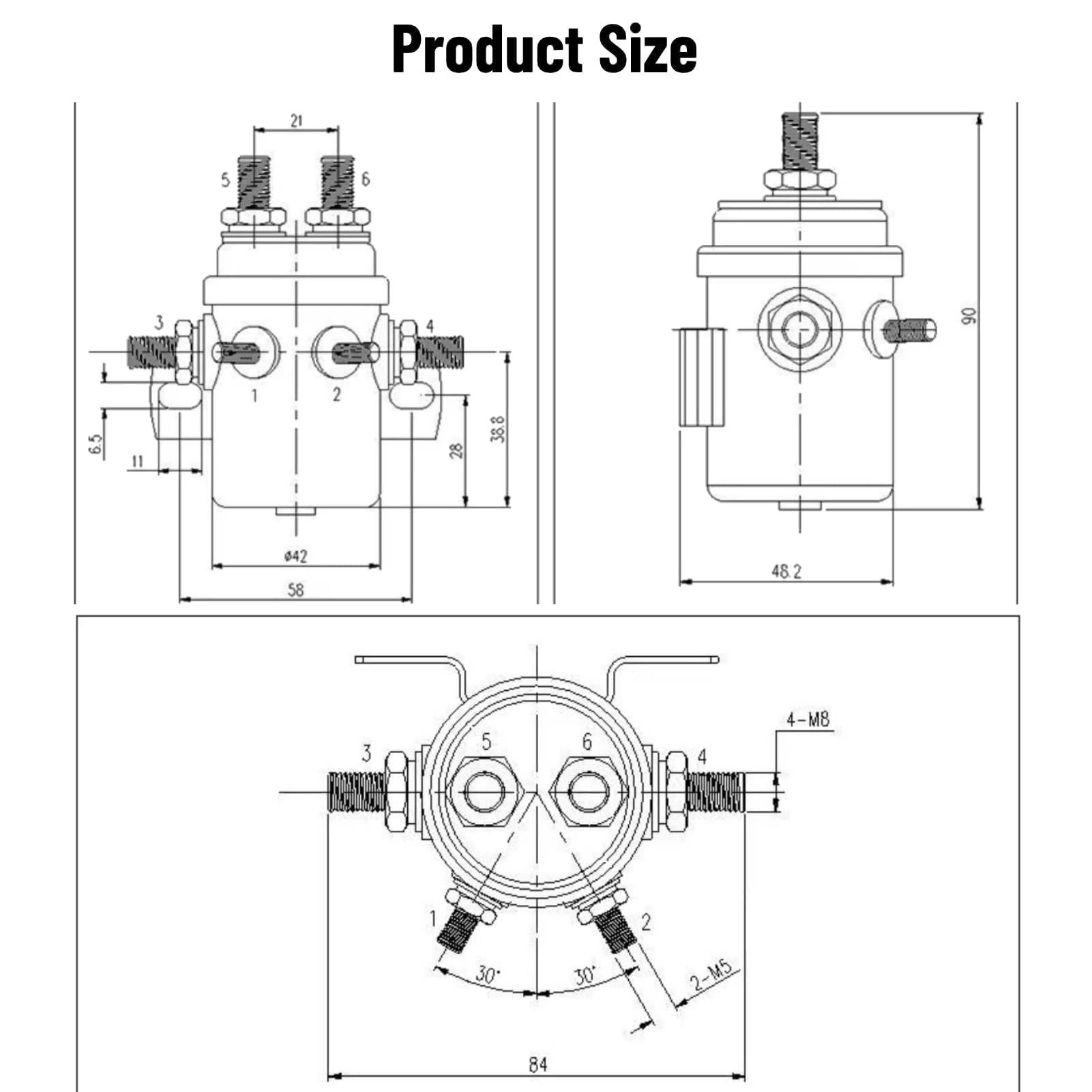 Relais de Treuil DC 12V 600A Relais de Solénoïdes de Démarreur Accessoire de Relais de Démarreur étanche avec Puissance de Démarrage élevée pour Véhicule Tout-terrain ATV