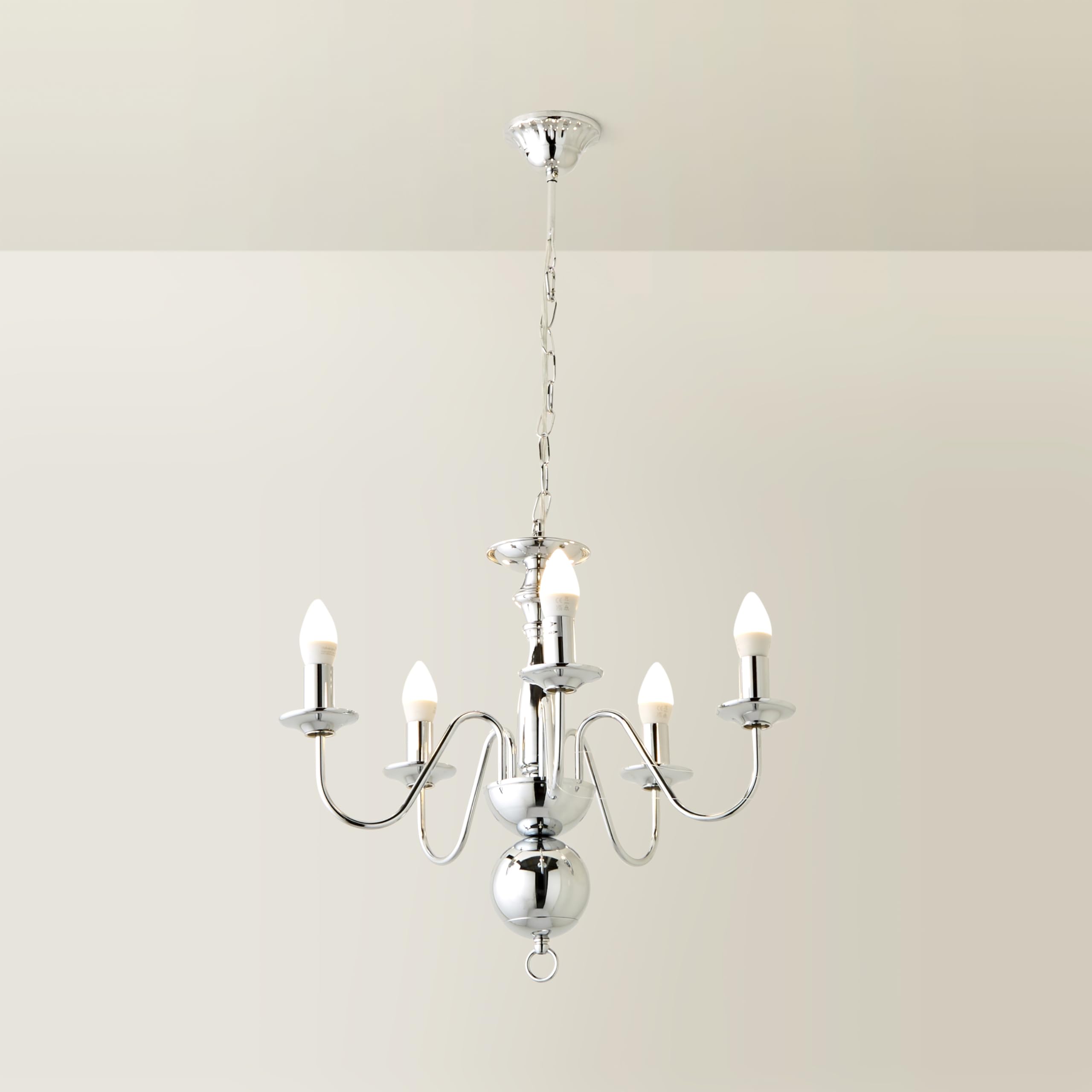 Traditional 5 Way Flemish Style Ceiling Light Chandelier Fitting in a Chrome Finish | Ceiling Lights & Home Improvements Essential