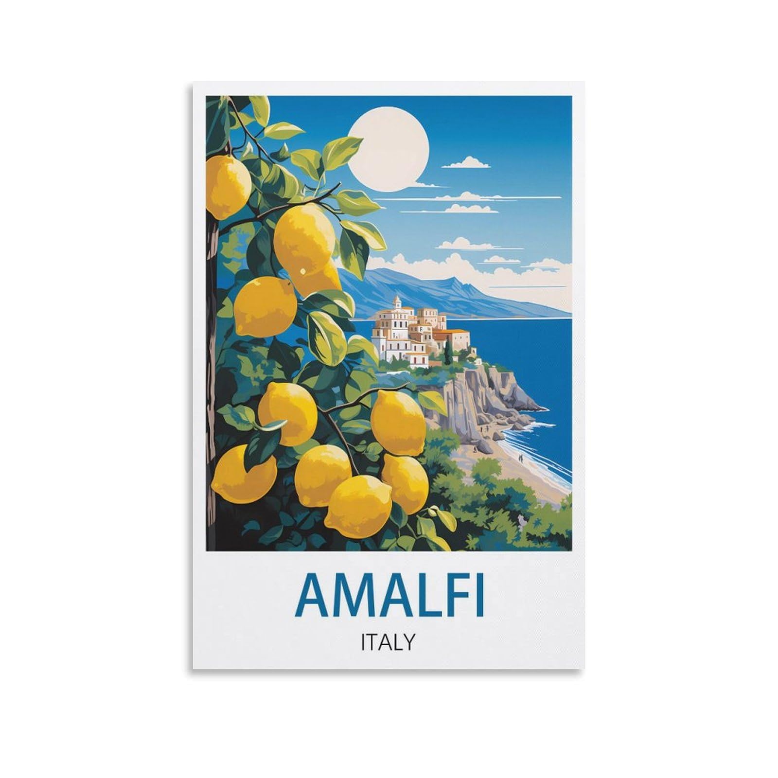Lcyuaopp Unframe-Style Amalfi Italy Vintage Travel Posters 24X36inch(60X90cm) Canvas Art Poster And Wall Art Picture Print Modern Family Bedroom Decor Posters