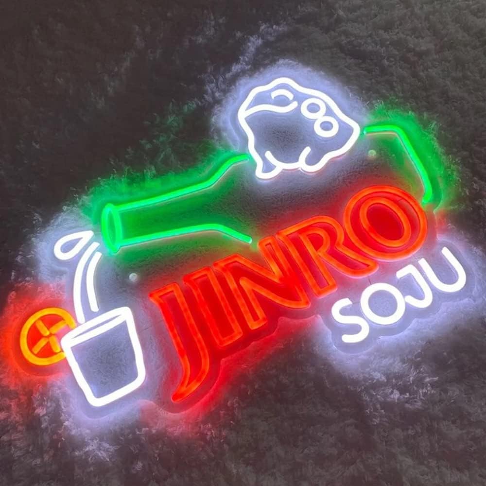 Jinro Soju Neon Signs, Soju Led Sign Korean Jinro Frog bar Neon Light for Wall Decor, LED Bar Sign for Home Bar, Club, Bistro,Party Size:17.7inch