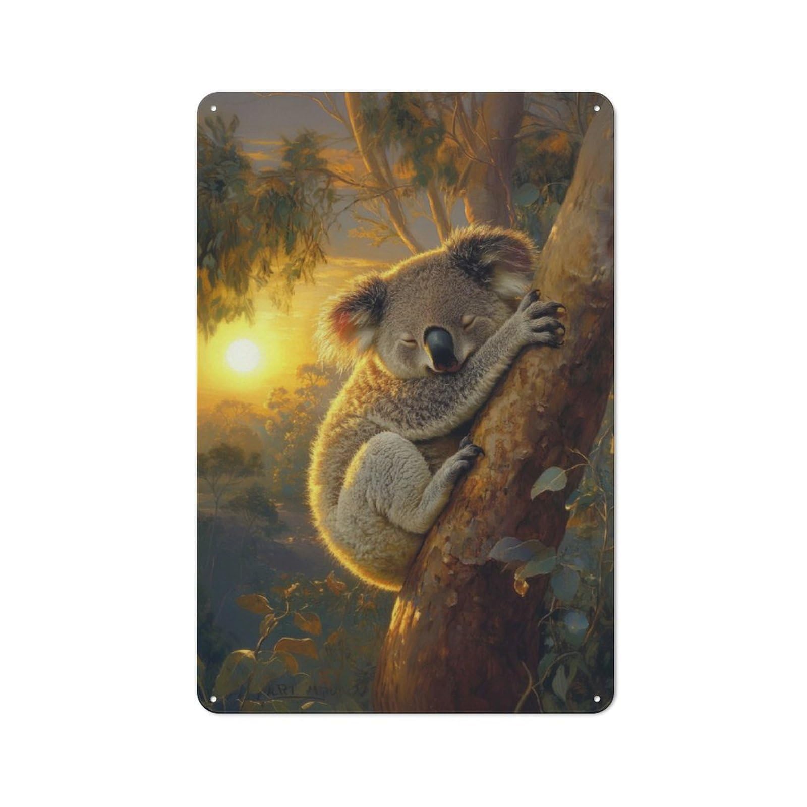 Junmoney Koala Sunset Slumber Vintage Metal Wall Sign 30X20cm For Garage Or Workshop, For Metal Sign Collectors, For Garage And Workshop Walls