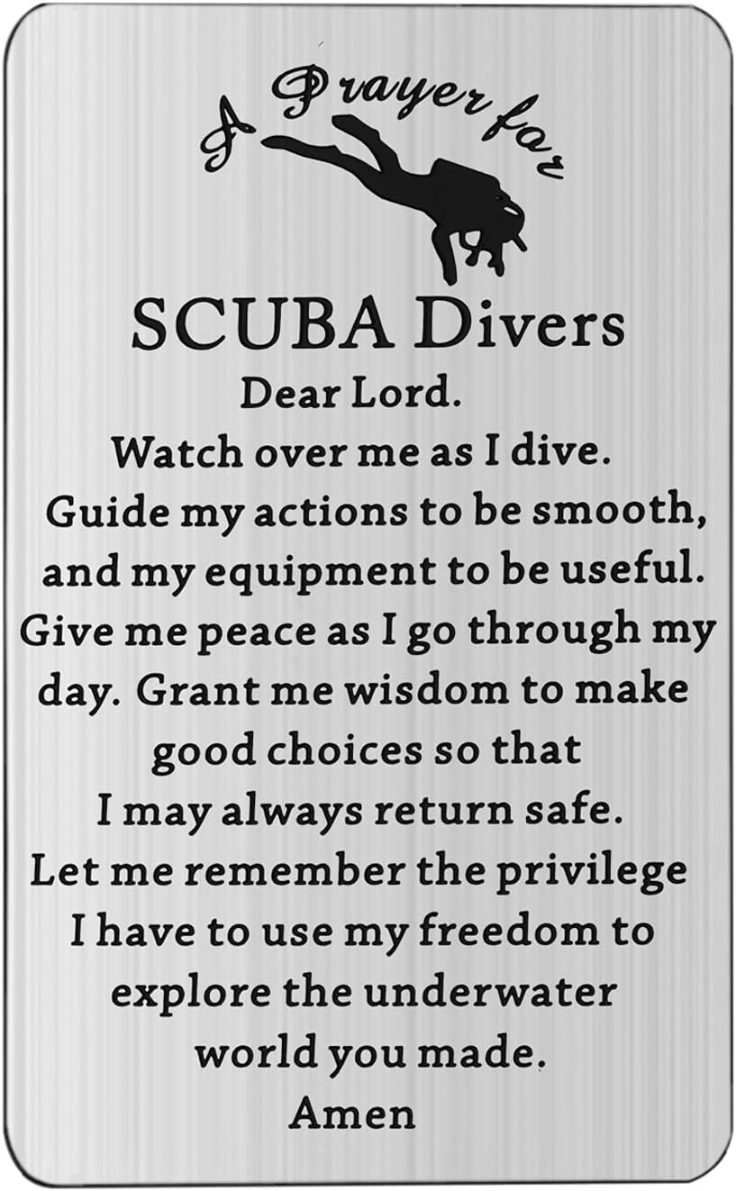 UJIMS Scuba Divers Prayer Wallet Card Insert Scuba Diving Gift Extreme Sports Jewelry for Divers Adventure Metal Wallet Gift for BFF (Scuba Divers Prayer Wallet)