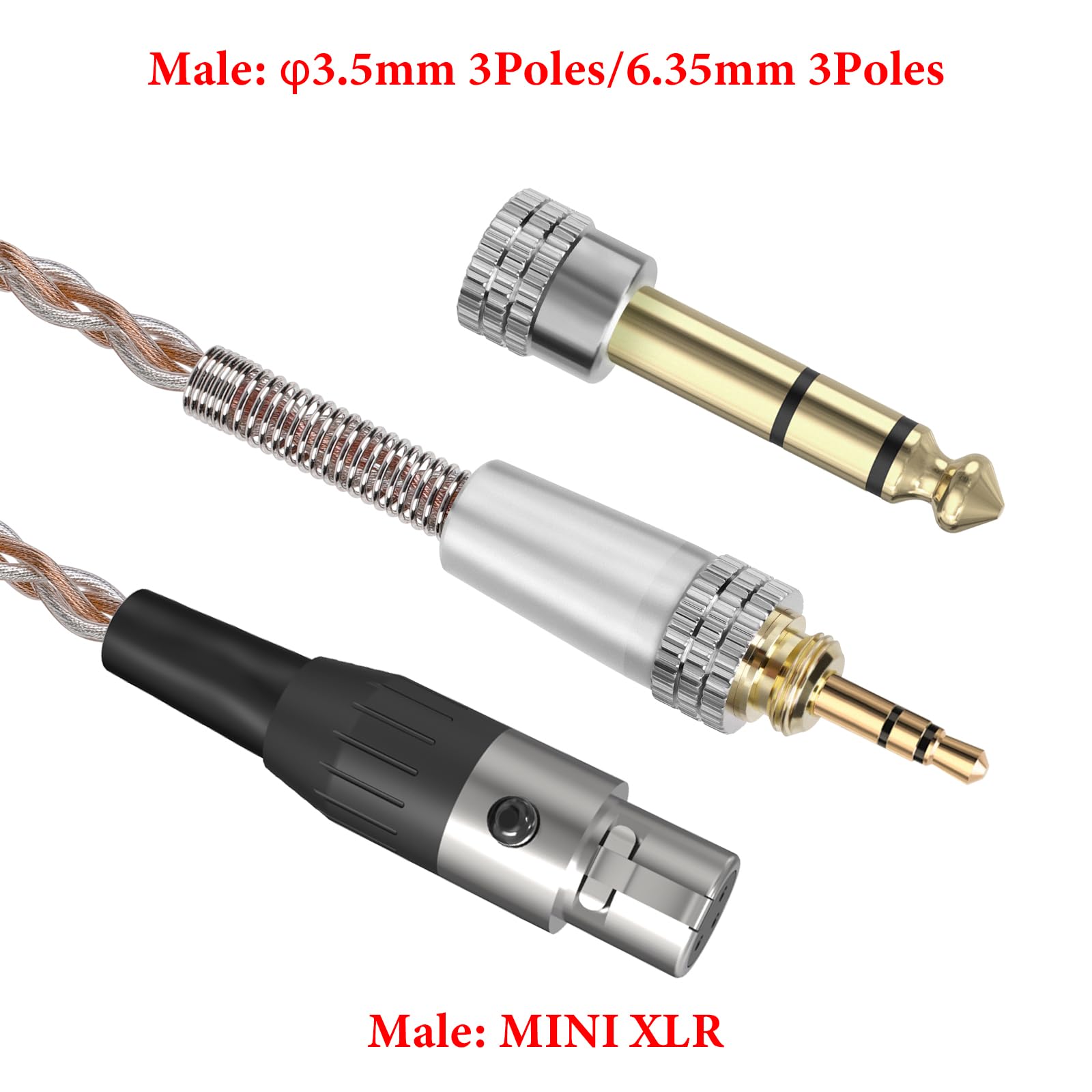 GEEKRIA Cavo audio di ricambio upgrade placcato argento Apollo compatibile con Beyerdynamic DT 900 PRO X, DT 770 PRO X, 6,35 mm/3,5 mm – cavo per cuffie per amplificatore da desktop (10 ft / 3 m)